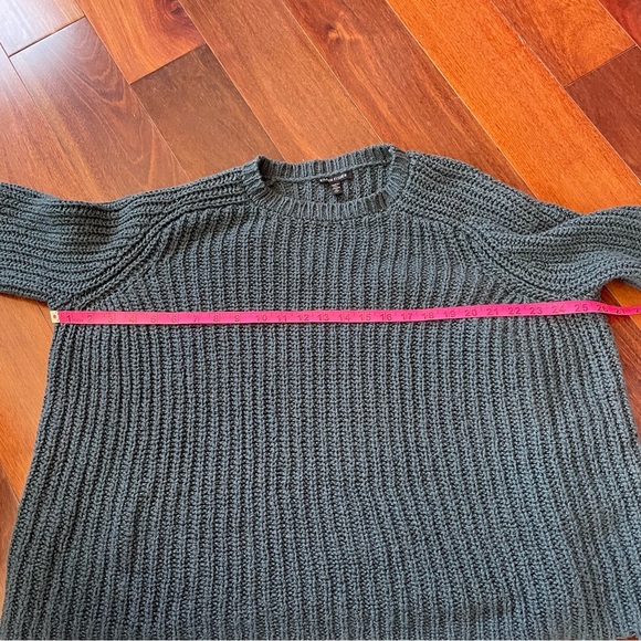 Eileen Fisher Chunky Knit Cotton Sweater Blue Ribbed Crew Neck Raglan Sleeve S P - Picture 11 of 13